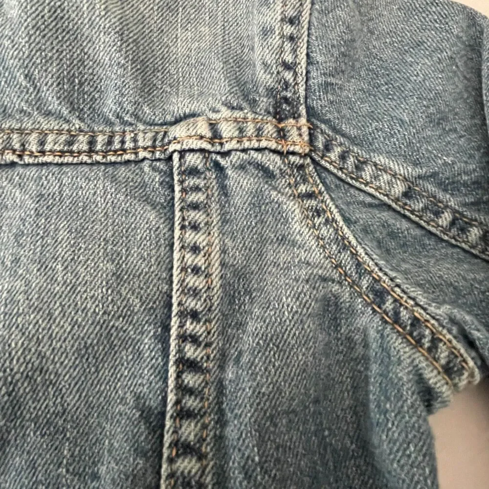 ~ Gap Kids S Jean Jacket Snaps Medium Wash Pockets Denim Cotton Blue Soft Unisex